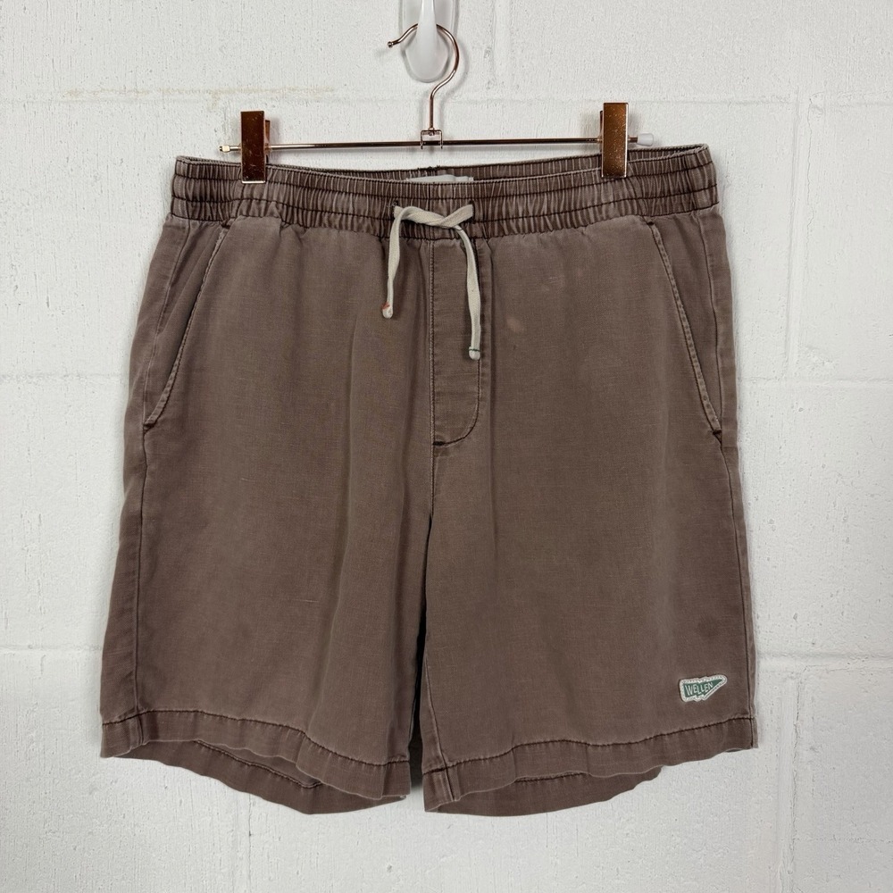 Wellen Huckberry Linen Blend Shorts Pull On Drawstring Preppy Casual Weekend S